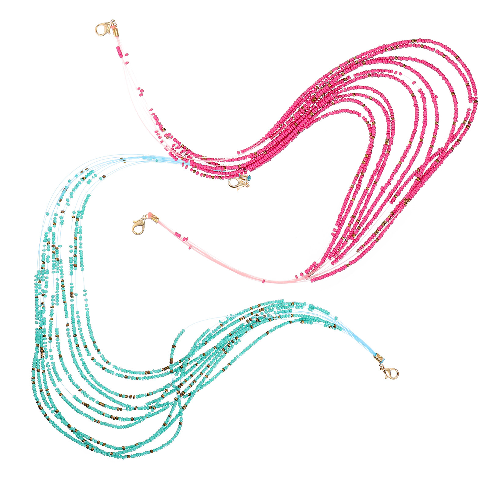2Pcs Colorful Beaded Bohemia S - Mask Chain Holder ulasan dan harga